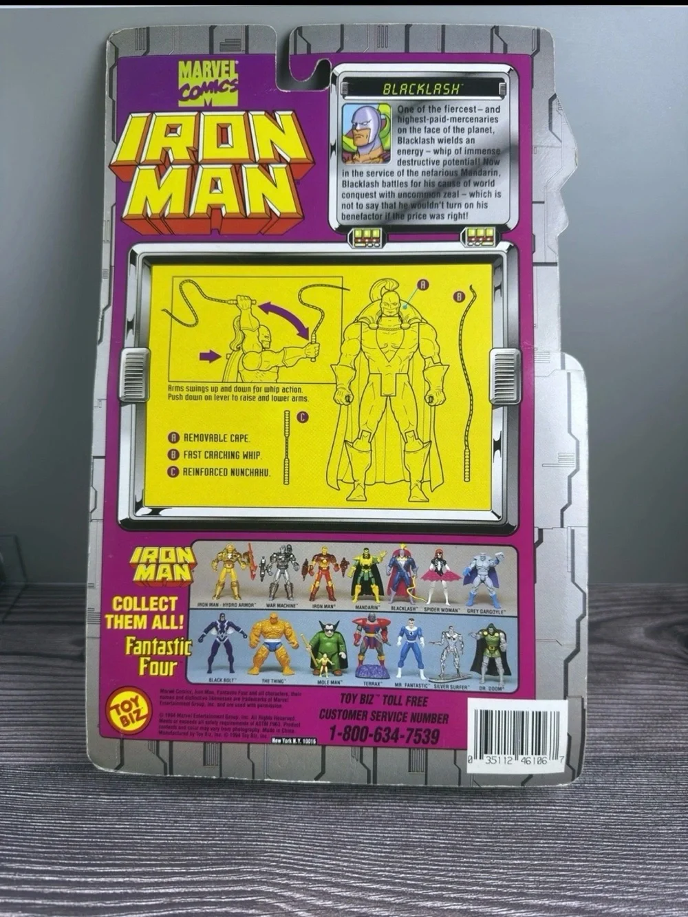Vintage Marvel Iron Man Blacklash & Grey Gargoyle Figures MOC Lot